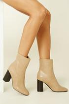 Forever21 Women's  Nude Faux Leather Ankle Booties
