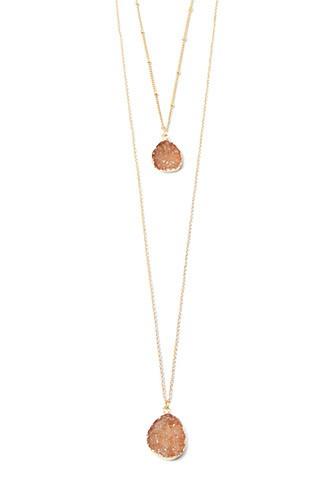 Forever21 Faux Stone Necklace Set (gold/blush)