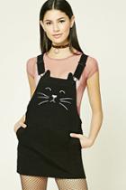 Forever21 Embroidered Cat Overall Dress