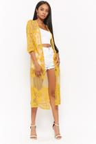 Forever21 Floral-embroidered Duster Kimono