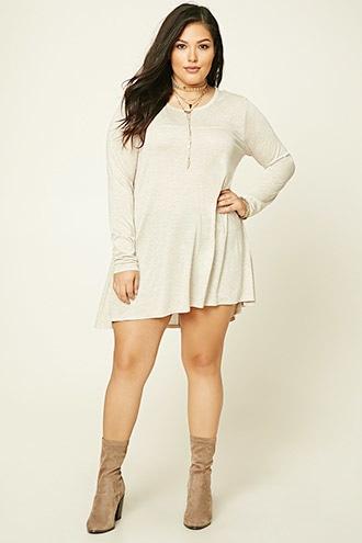 Forever21 Plus Women's  Oatmeal Plus Size Trapeze Top