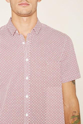 21 Men Men's  Checkered Geo Print Shirt