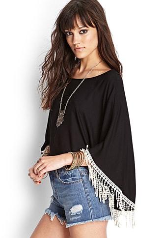 Forever21 Crochet-trimmed Cropped Poncho