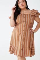 Forever21 Plus Size Pinstriped Button-front Dress