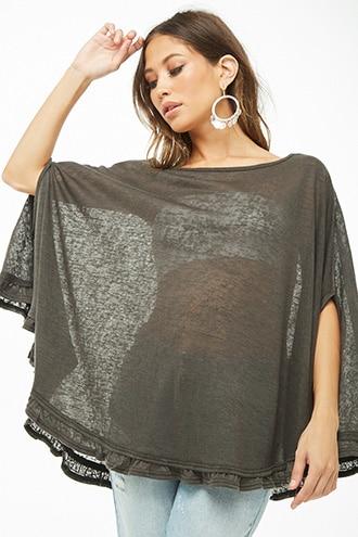 Forever21 Sheer Ruffle-hem Poncho