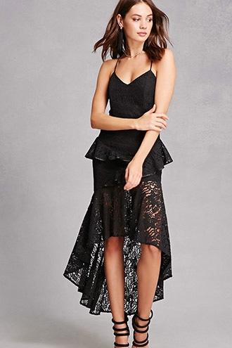 Forever21 Dark Pink Lace High-low Dress