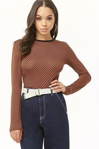 Forever21 Checkered Print Top