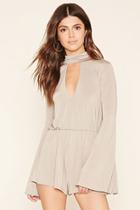 Forever21 Women's  Trumpet-sleeve Keyhole Romper