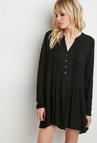 Forever21 Pintucked Self-tie Neck Dress