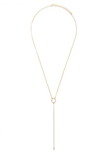 Forever21 Gold & Clear Cutout Drop Necklace