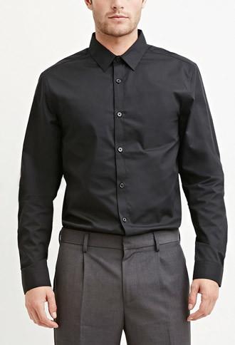21 Men Men's  Black Cotton-blend Shirt