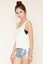Forever21 Women's  Ivory Knotted Fringe Top