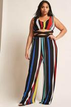Forever21 Plus Size Striped Crop Top & Palazzo Pant Set