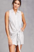 Forever21 Striped Tie-front Shirt