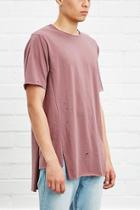 21 Men Men's  Mauve Raw-cut Scalloped-hem Tee