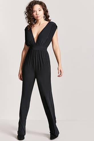 Forever21 Sheeny Surplice Jumpsuit
