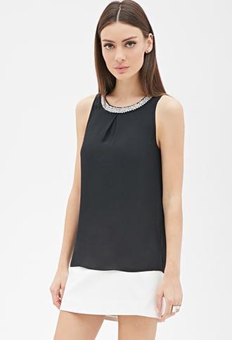 Forever21 Faux Pearl Chiffon Top