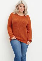 Forever21 Plus Women's  Rust Plus Size Textured Knit Raglan Sweater