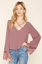 Love21 Women's  Contemporary Strappy Bell-sleeve Blouse