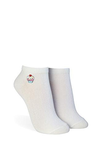 Forever21 Embroidered Cupcake Ankle Socks