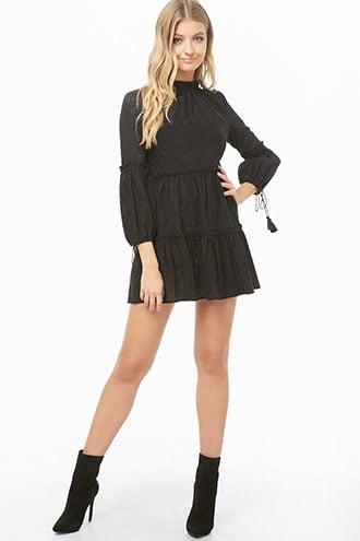 Forever21 Lantern-sleeve Eyelet Dress