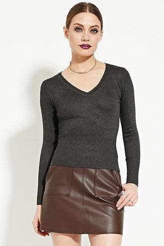 Forever21 Women's  Charcoal V-neck Sweater