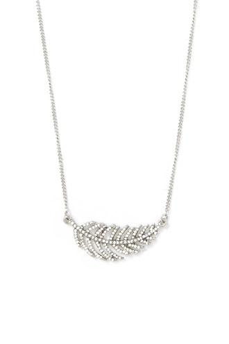 Forever21 Silver & Clear Rhinestone Leaf Necklace