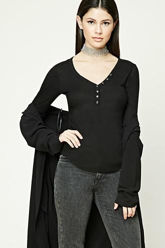 Forever21 Ribbed Henley Tee