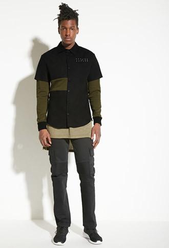 21 Men Intd Layered Colorblock Shirt