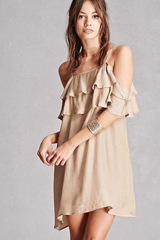 Forever21 Flounced Open-shoulder Dress