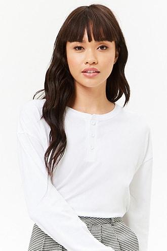 Forever21 Raw-cut Henley Top