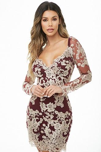 Forever21 Soieblu Sheer Floral Embroidered Mini Dress