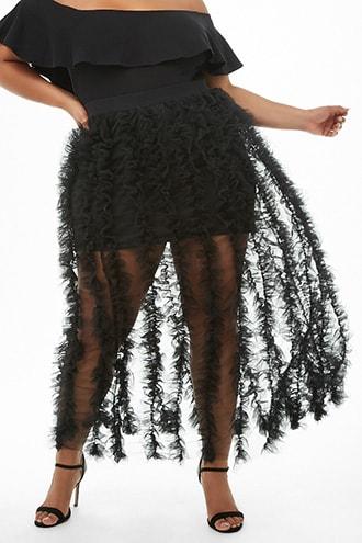 Forever21 Plus Size Mesh Ruffled Skirt