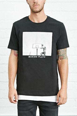 21 Men Men's  Black & White Making Plays Graphic Tee