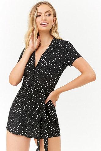 Forever21 Polka Dot Button-front Romper
