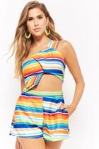 Forever21 Striped Crop Top & Shorts Set