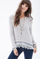 Forever21 Crochet Lace-trimmed Sweater