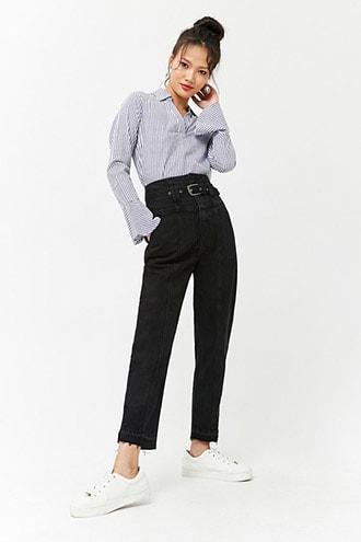 Forever21 Belted High-waist Jeans