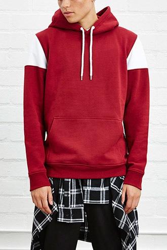 21 Men Men's Contrast-shoulder Hoodie