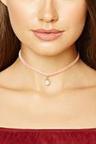 Forever21 Pink & Cream Velour Faux Pearl Choker