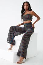 Forever21 Metallic Striped Pleat-front Pants