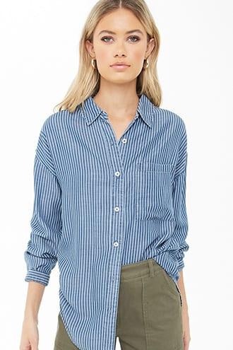 Forever21 Pinstriped Button-front Shirt