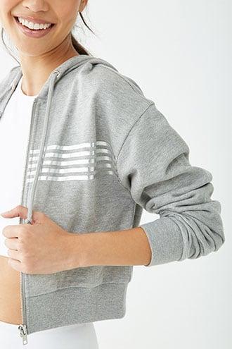 Forever21 Active Metallic-striped Zip-up Hoodie