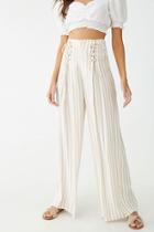 Forever21 Lace-up Striped Wide Leg Pants