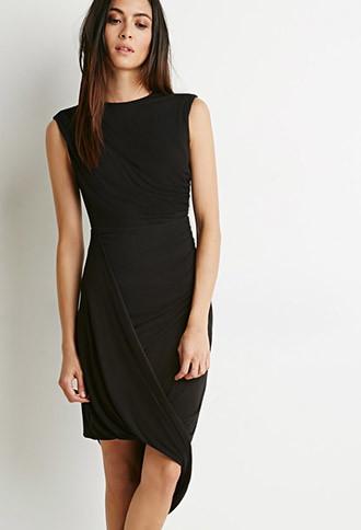 Love21 Gathered Drape-front Dress