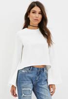 Forever21 Women's  High-neck Bell-sleeve Top (cream)