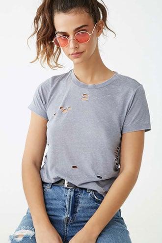 Forever21 Distressed Heathered Top