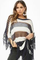 Forever21 Striped Open-knit Poncho