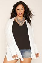 Forever21 Plus Women's  Ivory Plus Size Side Slit Cardigan
