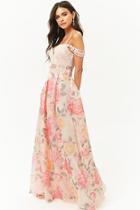 Forever21 Floral & Lace Cold-shoulder Gown